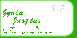 gyula jusztus business card